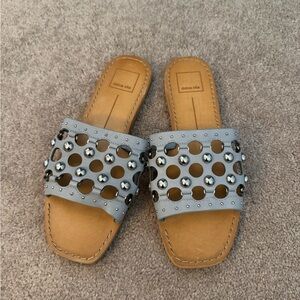 Dolce Vita Light Blue Studded Slide Sandals